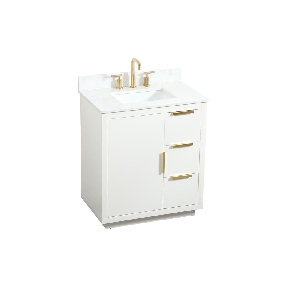30 inch Single bathroom vanity in white with backsplash. Picture 8