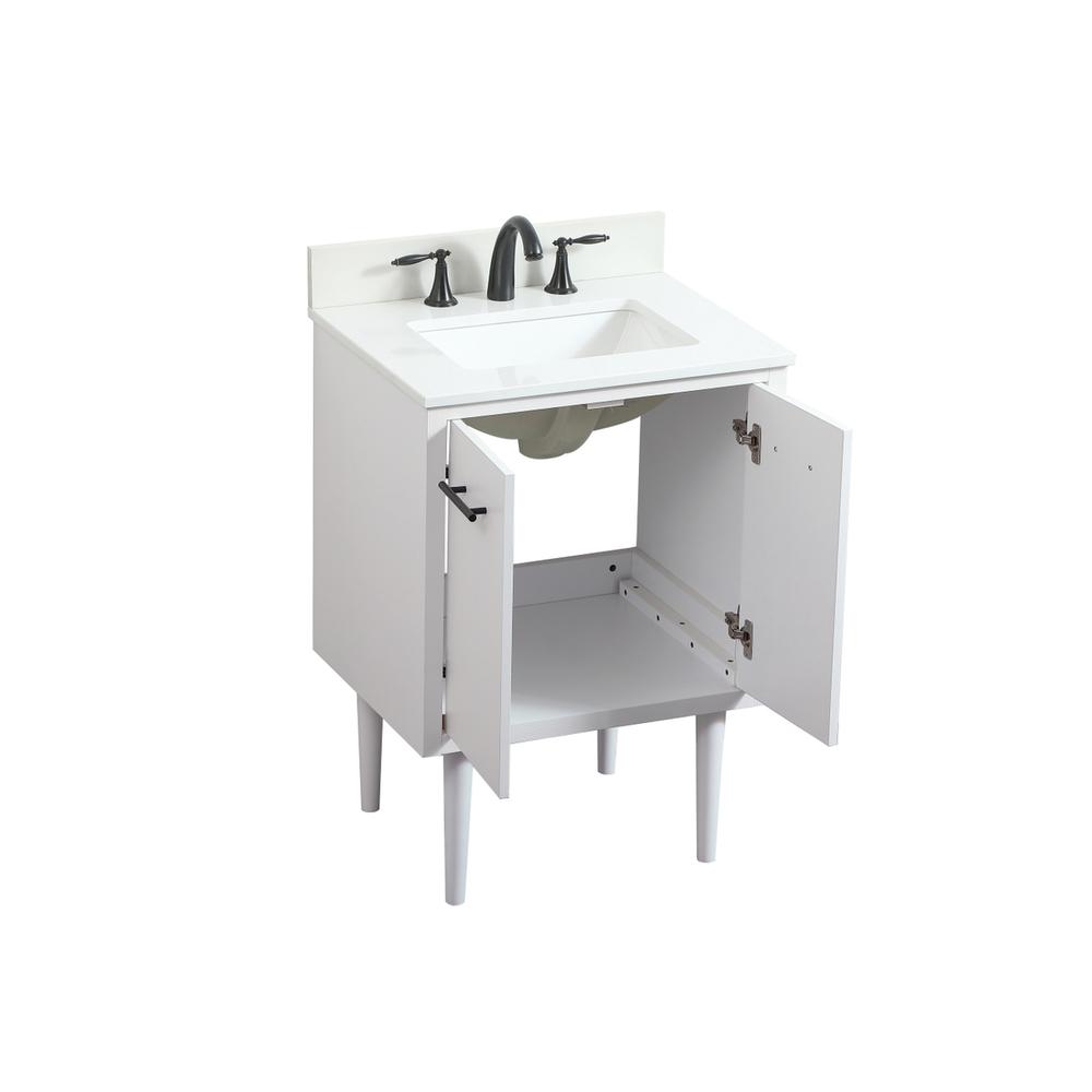 24 inch Single bathroom vanity in white with backsplash. Picture 12