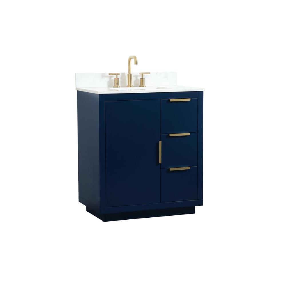 30 inch Single bathroom vanity in blue with backsplash. Picture 7