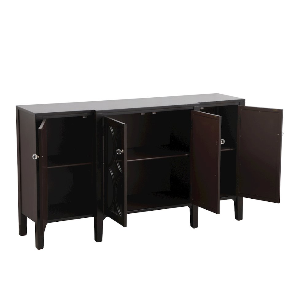 60 Inch Mirrored Credenza In Dark Walnut. Picture 8