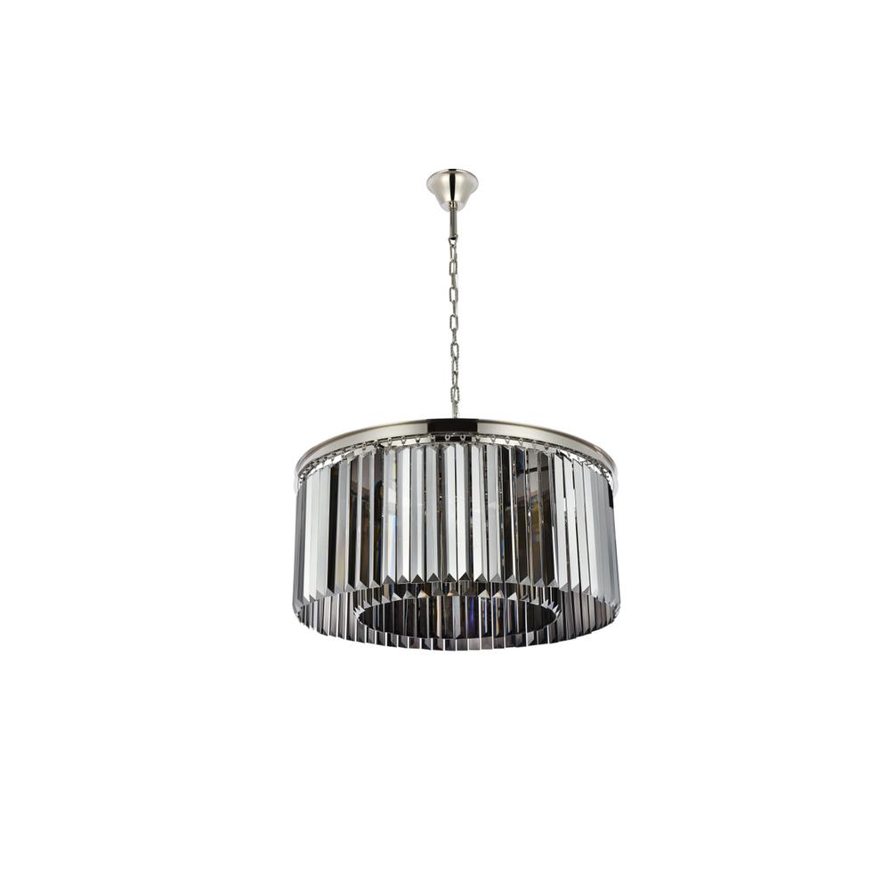 Sydney 8 light polished nickel Chandelier Silver Shade (Grey) Royal Cut Crystal. Picture 6