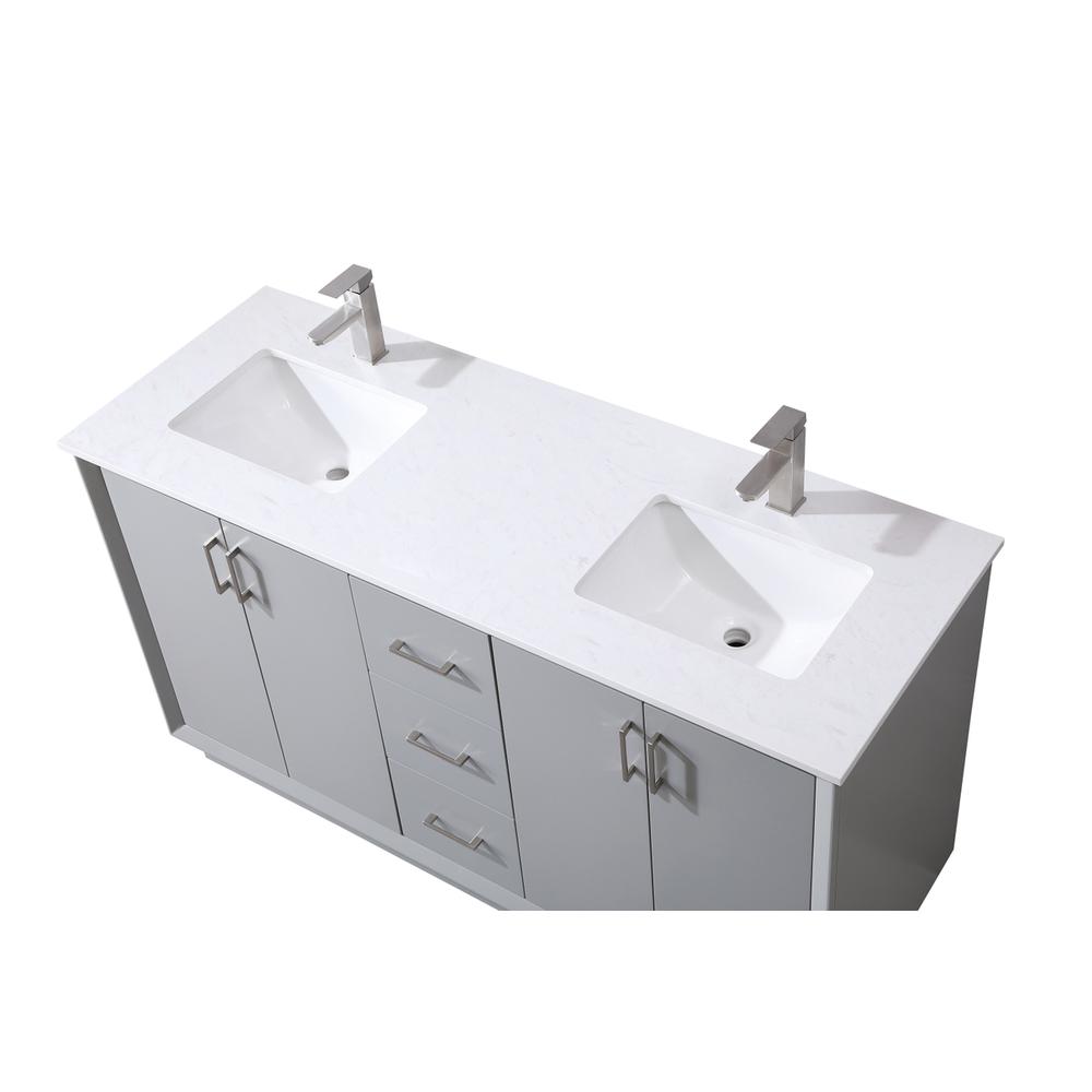 60 Inch Double Bathroom Vanity In Grey. Picture 10
