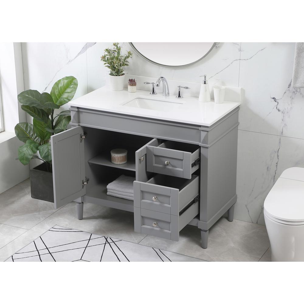 42 inch Single bathroom vanity in grey with backsplash. Picture 3