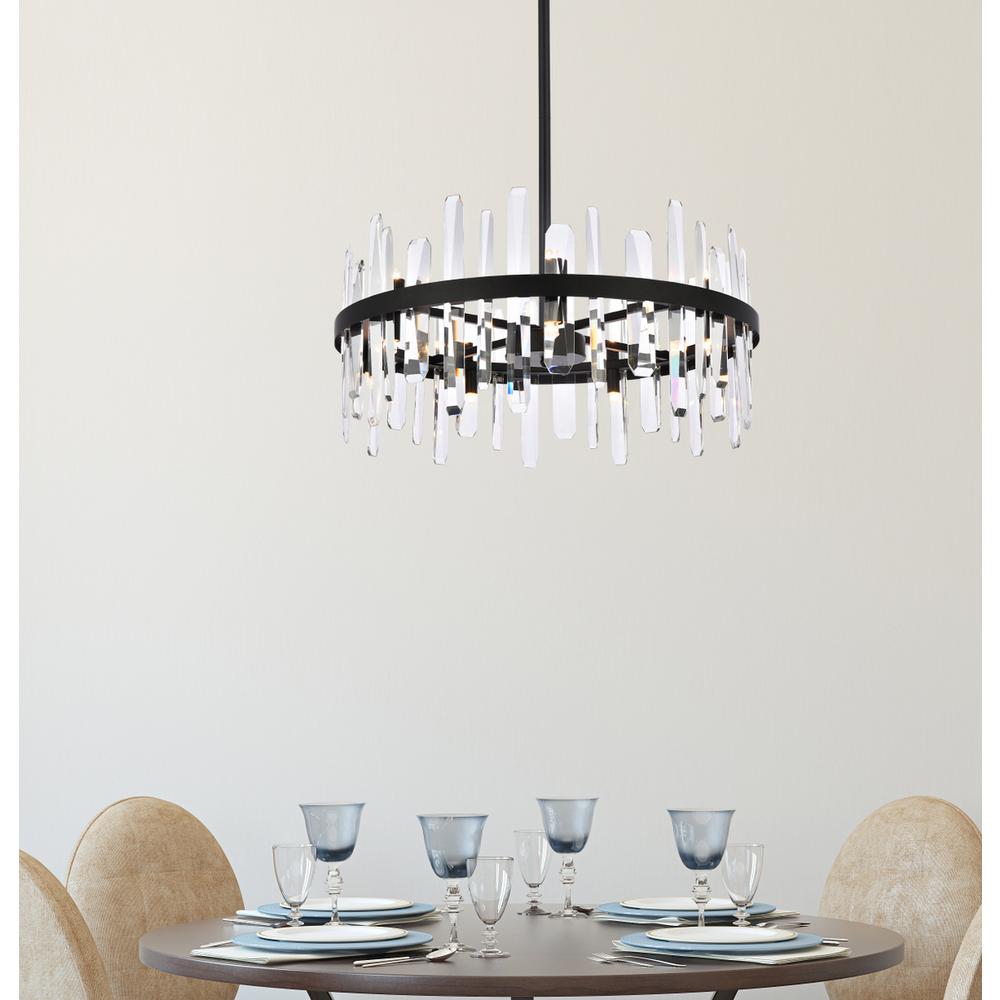 Serena 25 inch crystal round pendant in black. Picture 8