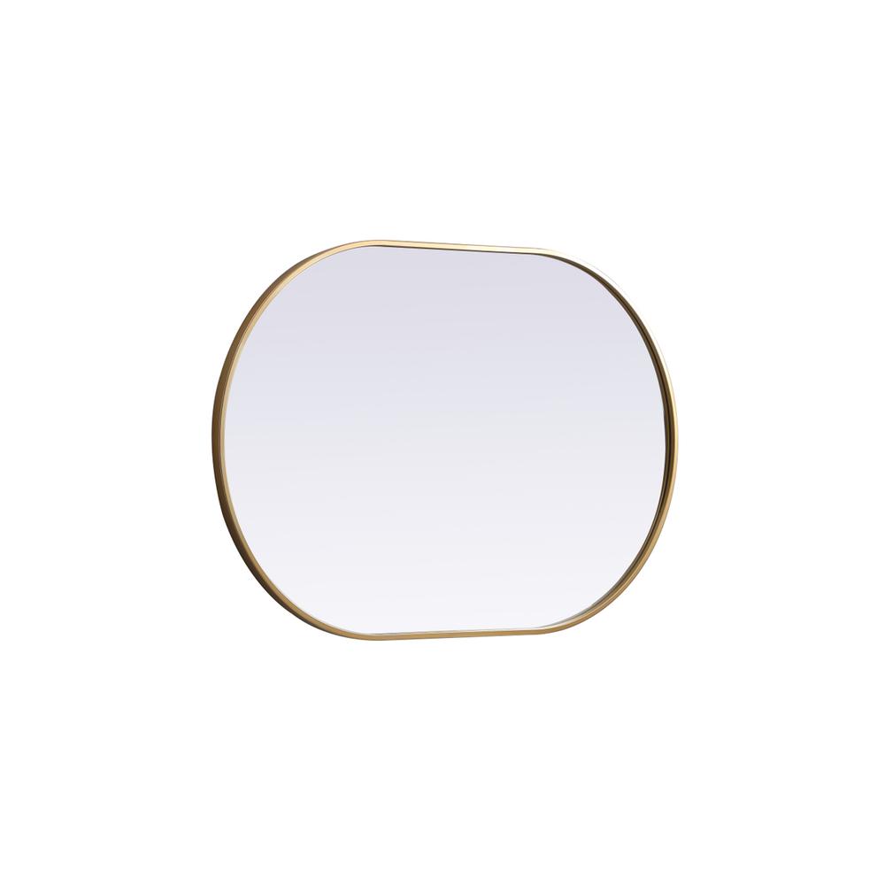 Metal Frame Oval Mirror 27x40 Inch in Brass. Picture 9