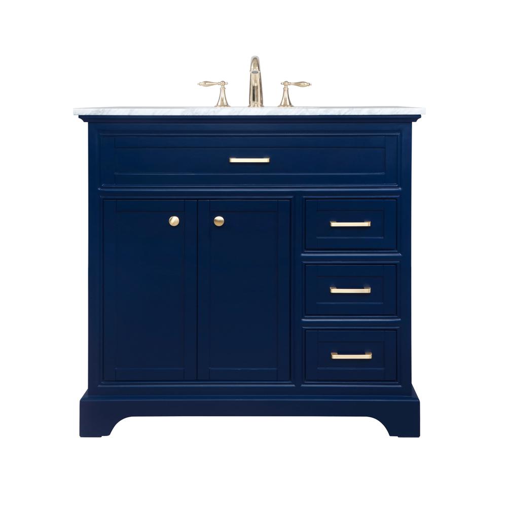 36 inch Single bathroom vanity in Blue. Picture 1