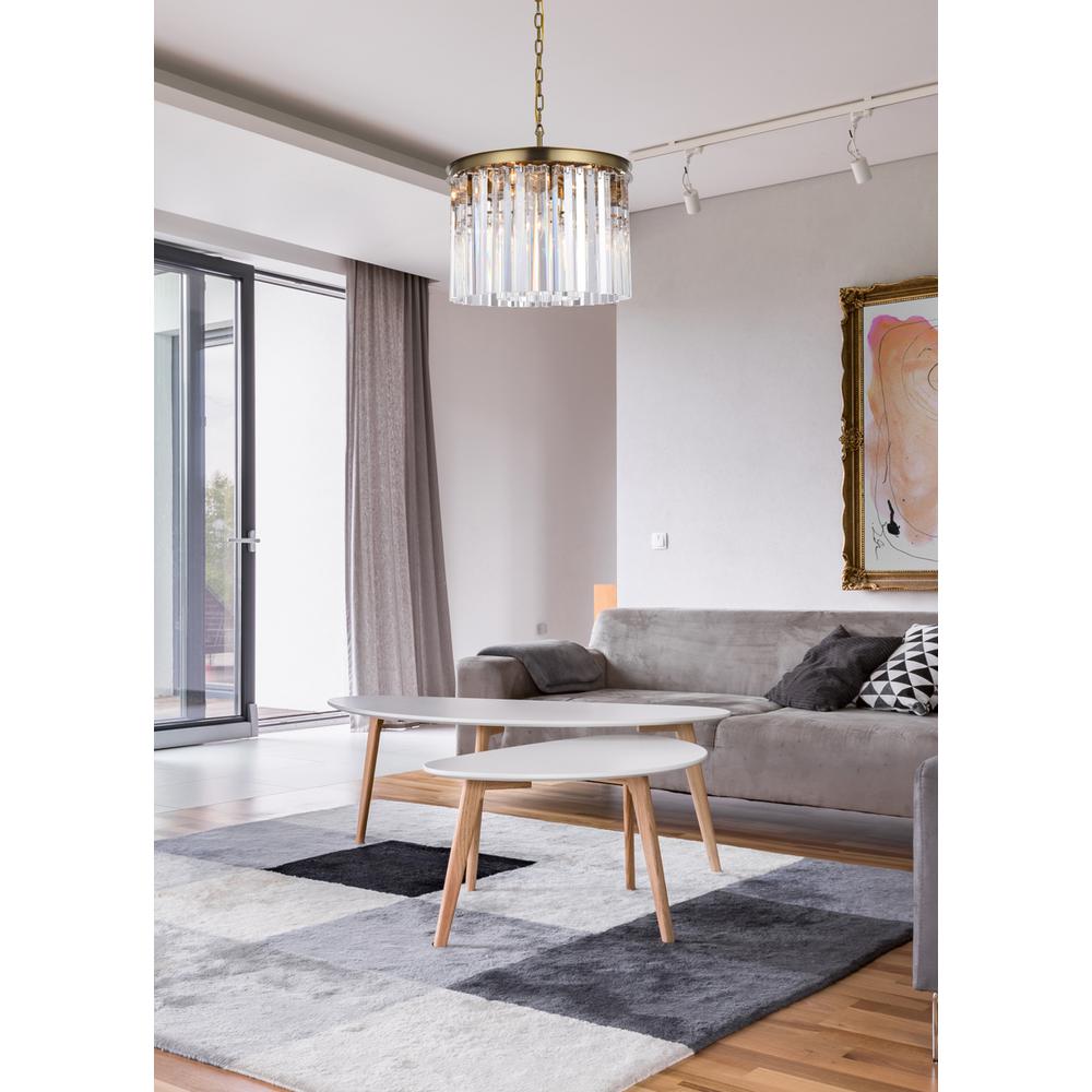 Sydney 20 inch round crystal chandelier in satin gold. Picture 8