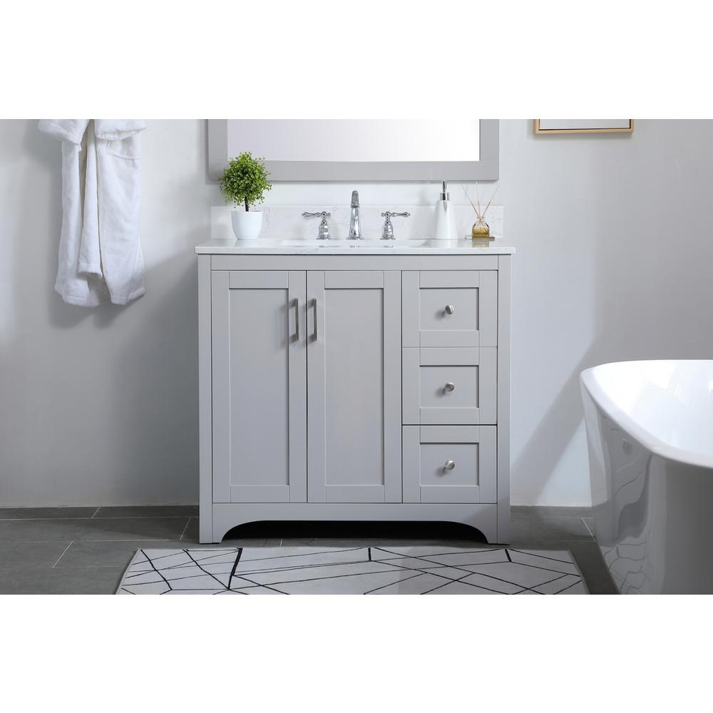 36 inch Single Bathroom Vanity in Grey with Backsplash. Picture 14