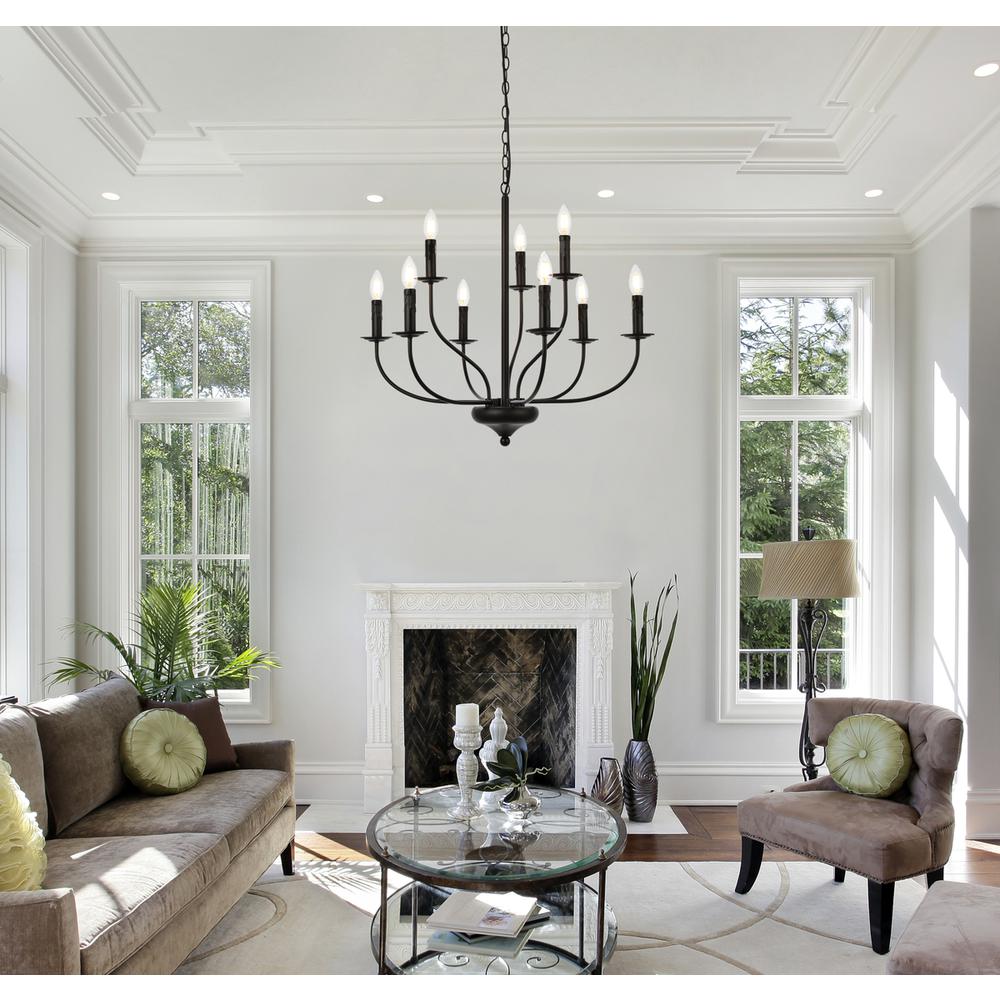 Westley 9 lights pendant in black. Picture 7
