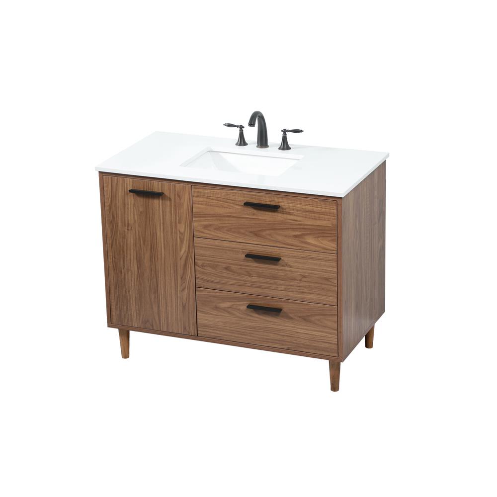 42 inch Single bathroom vanity in walnut brown. Picture 8