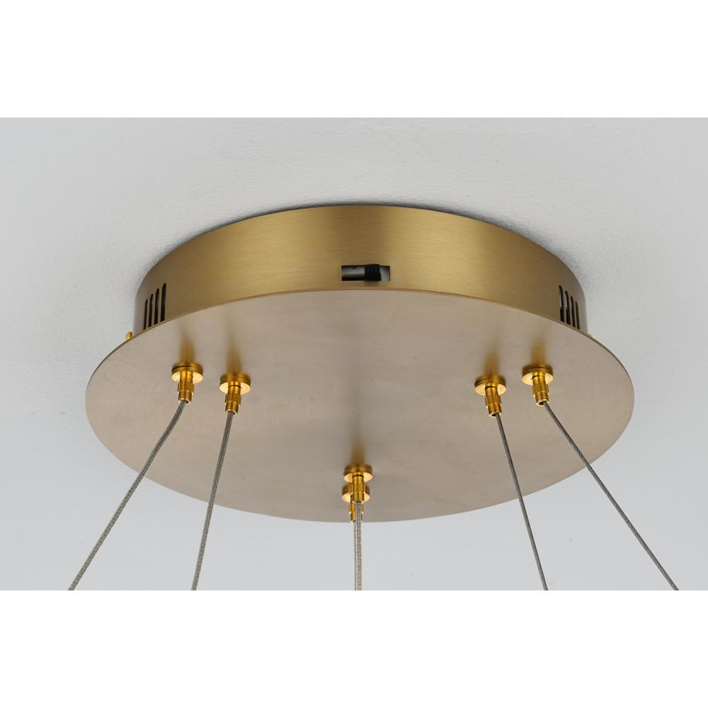 Rune 24 inch Adjustable LED chandelier in Satin Gold. Picture 6
