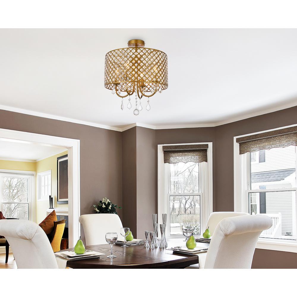 Elise 17 inch flush mount in brass. Picture 9