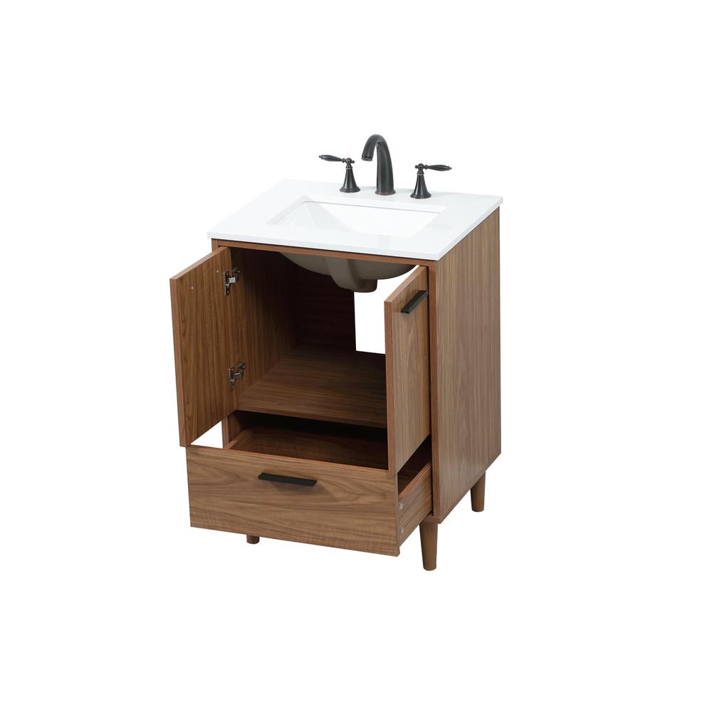 24 inch Single bathroom vanity in walnut brown. Picture 10