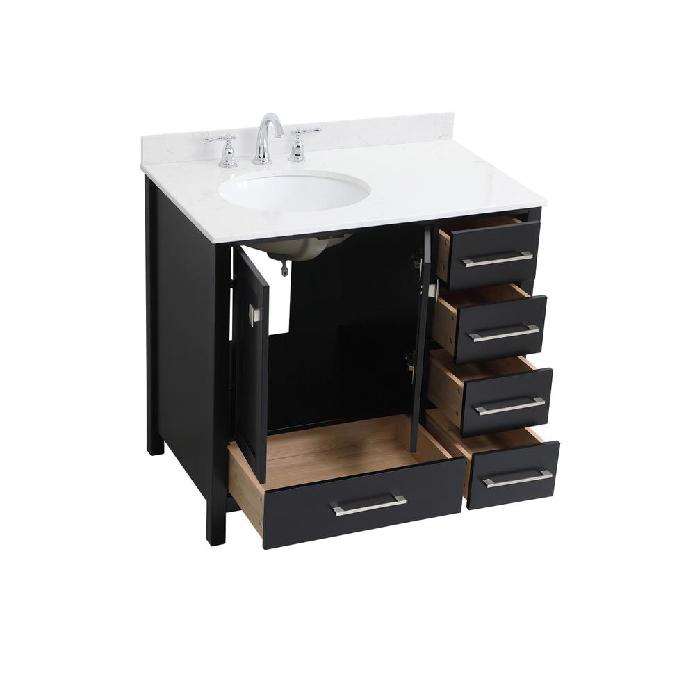 36 inch Single Bathroom Vanity in Black with Backsplash. Picture 10