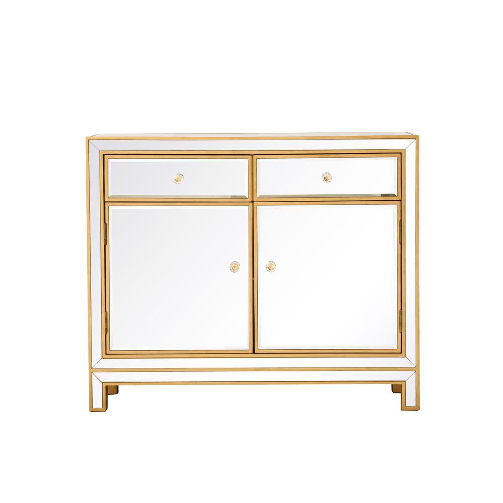 End table 2 drawers 2 doors 38in. W x 12in. D x 32in. H in gold. Picture 1