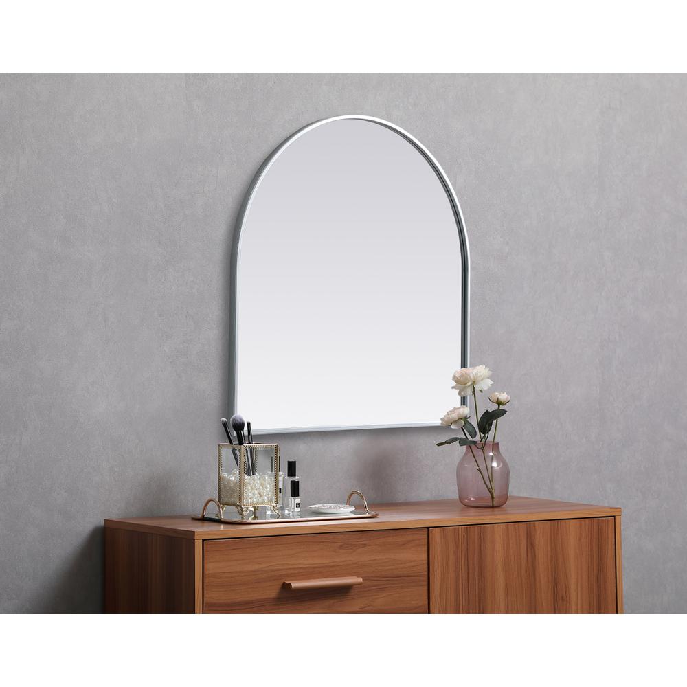 Metal Frame Arch Mirror 30x30 Inch in Silver. Picture 2
