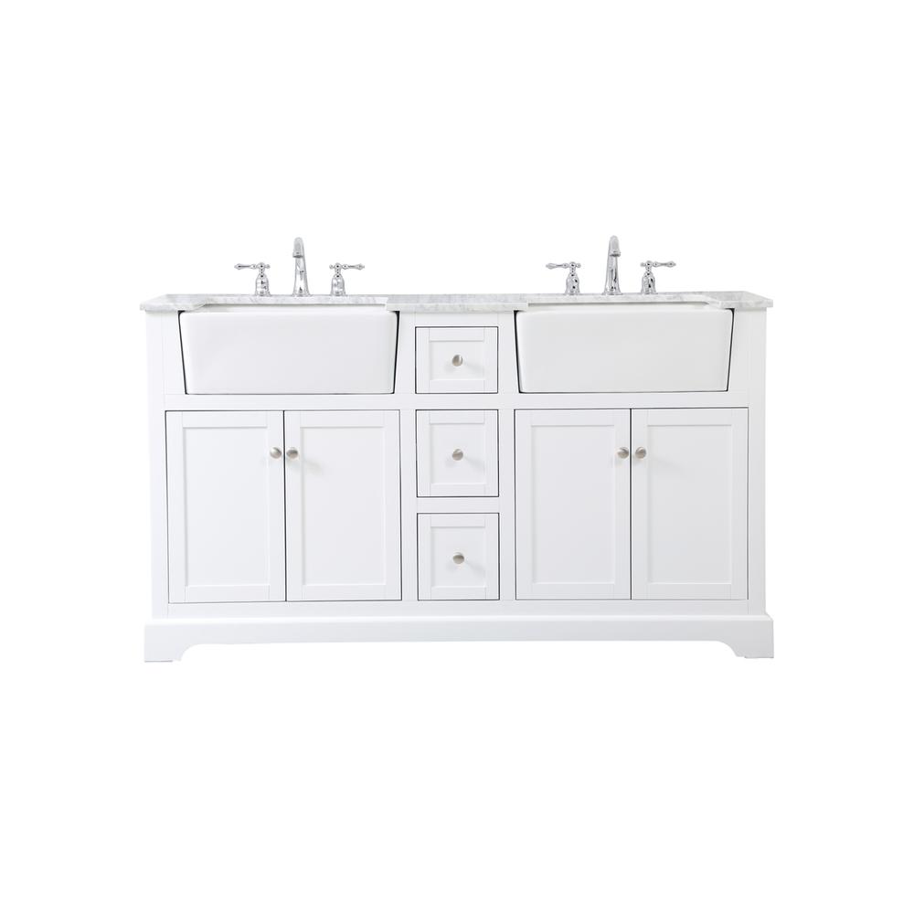 60 inch double bathroom vanity in white. Picture 1