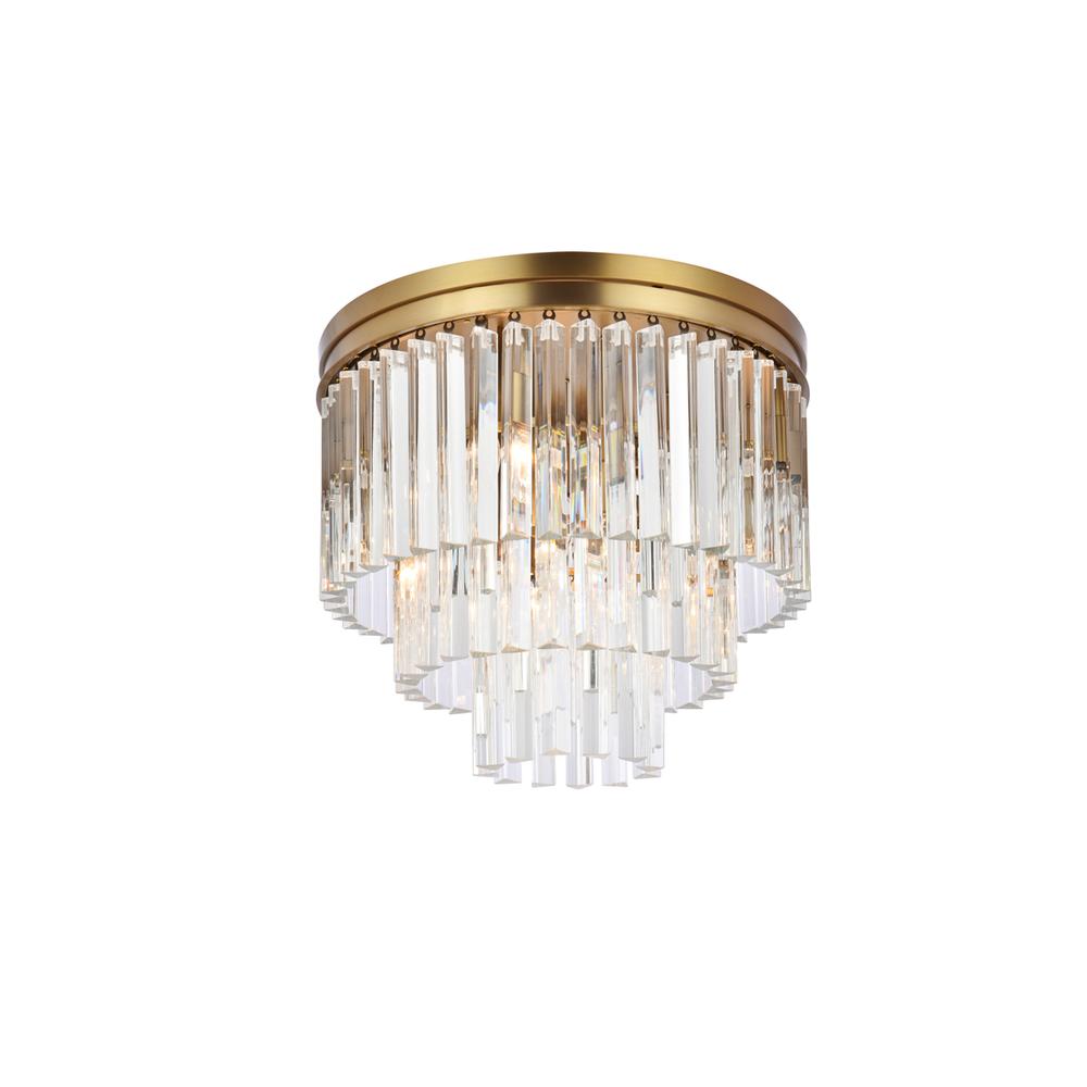 Sydney 20 inch round crystal flush mount in satin gold. Picture 2