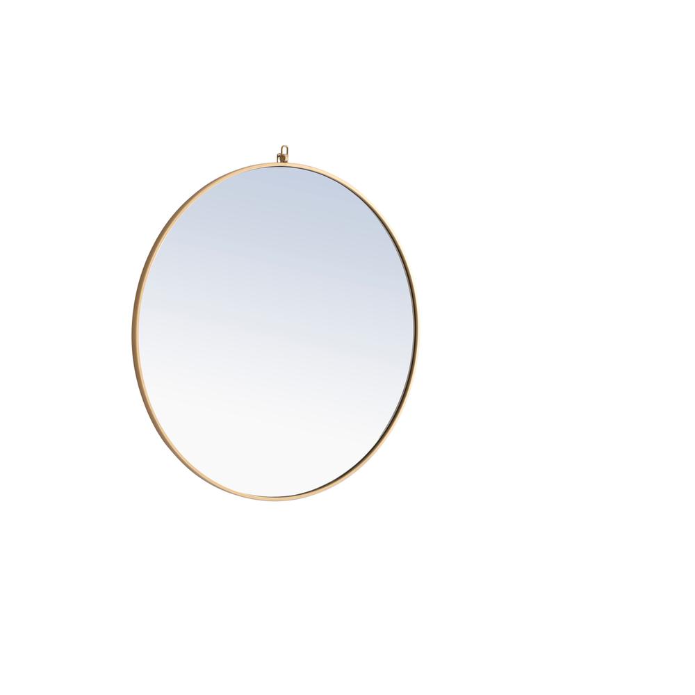 Metal frame Round Mirror with decorative hook 42 inch Brass finish. Picture 4
