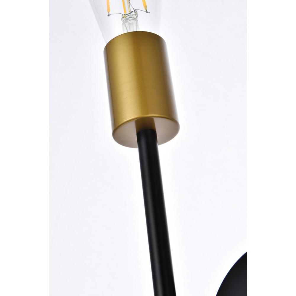 Armin 2 lights wall sconce in black with brass. Picture 5