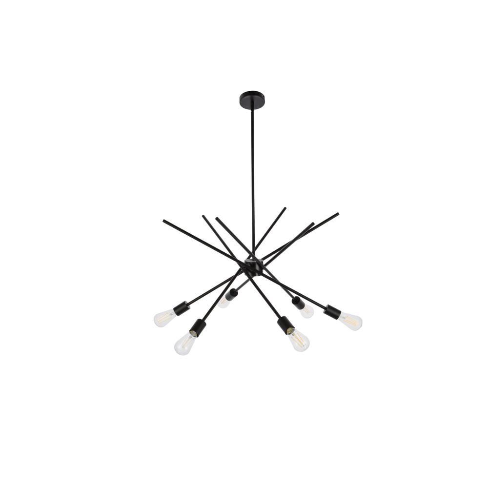 Armin 6 lights pendant in black with brass. Picture 6
