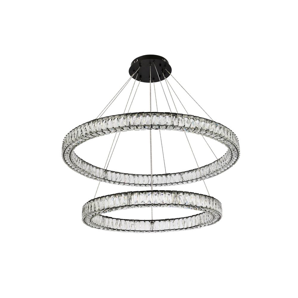 Monroe 42 inch LED round double ring pendant in black. Picture 6