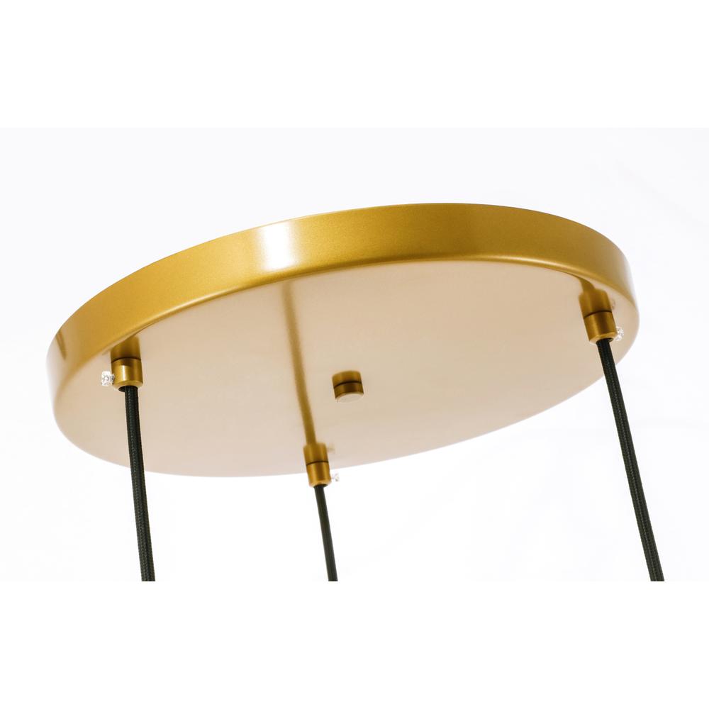 Gene 3 light Brass and Clear glass pendant. Picture 12