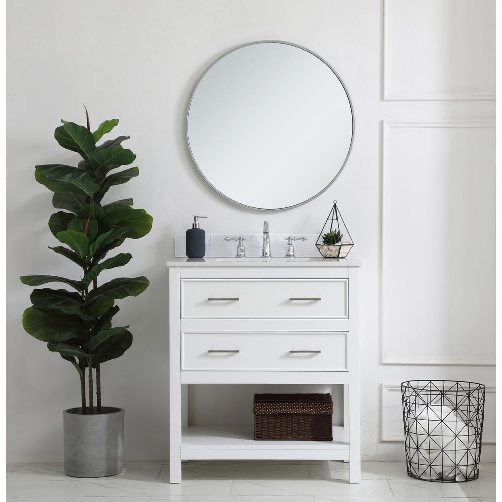 30 inch Single Bathroom Vanity in White with Backsplash. Picture 6