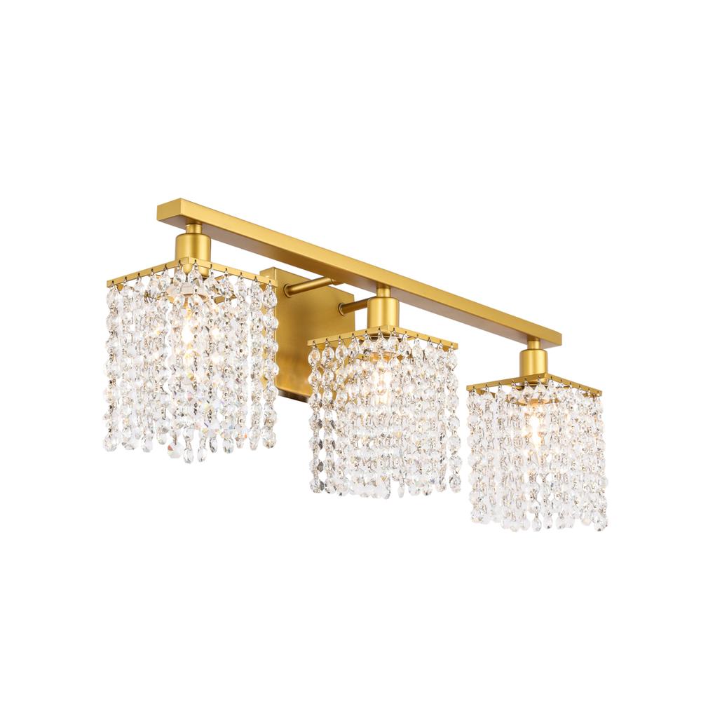 Phineas 3 light Brass and Clear Crystals wall sconce. Picture 6