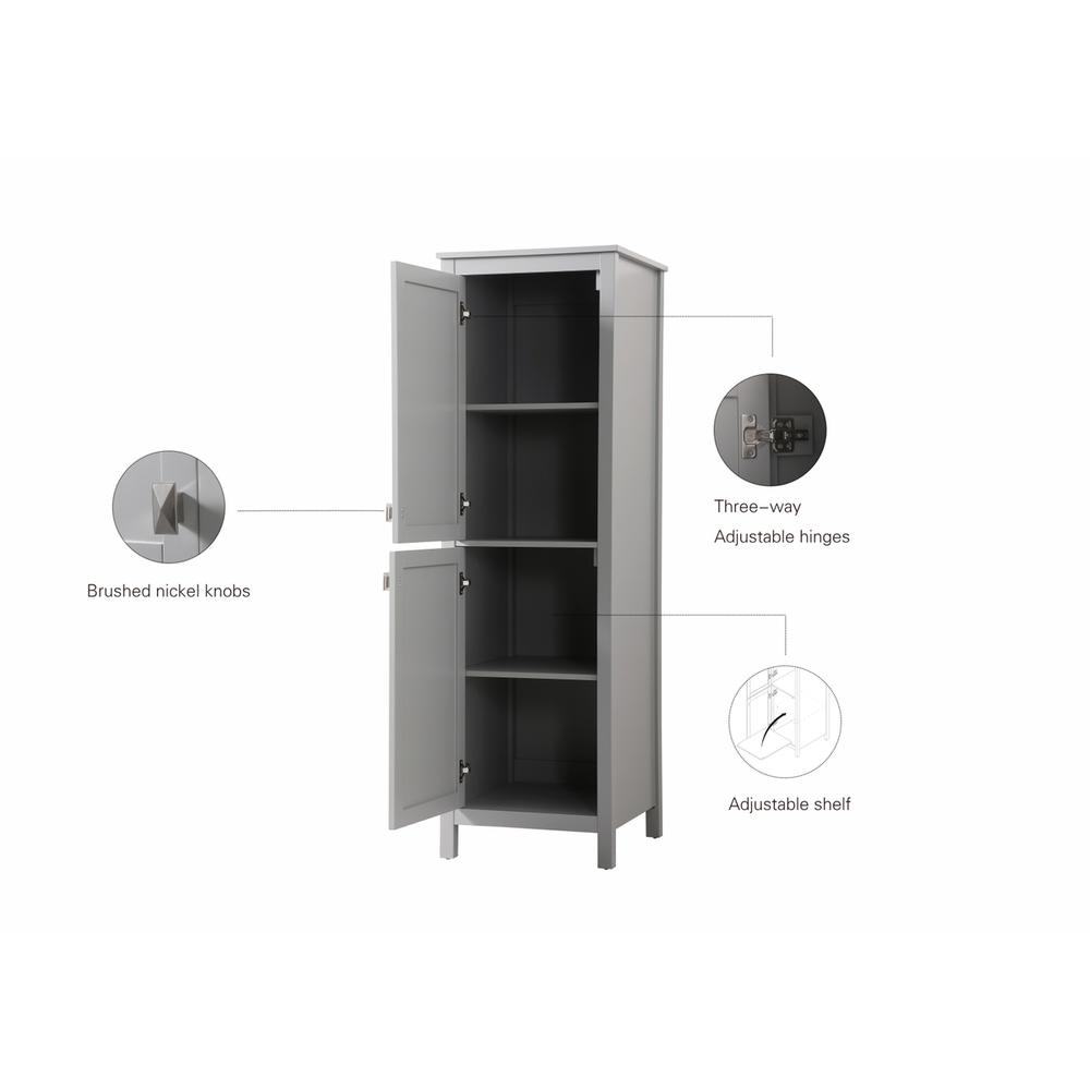 20 Inch Wide Bathroom Linen Storage Freestanding Cabinet In Grey. Picture 12