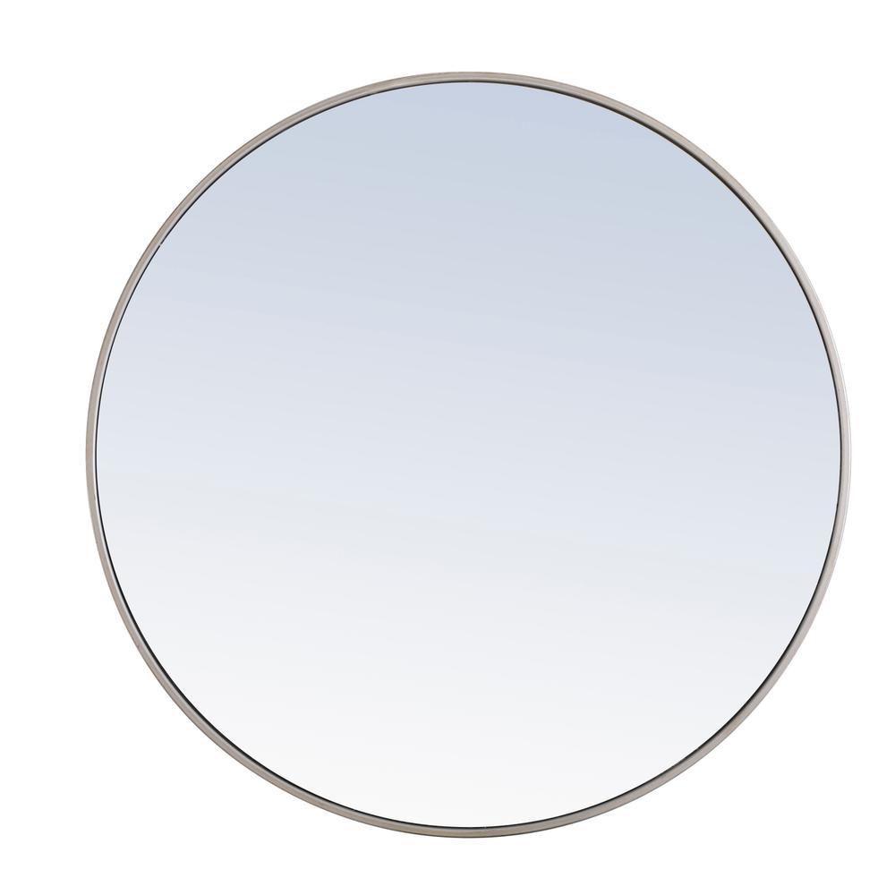 Metal frame Round Mirror 36 inch Silver finish. Picture 1