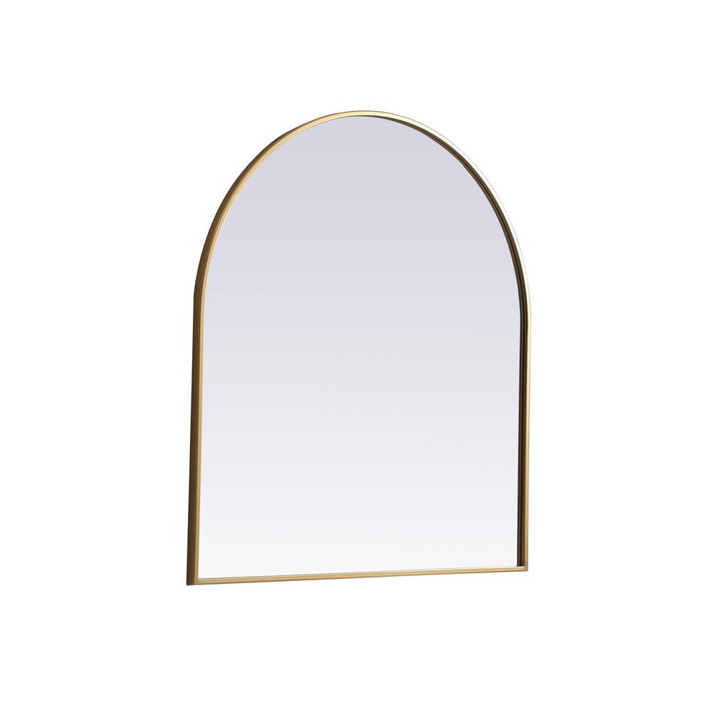 Metal Frame Arch Mirror 33x36 Inch in Brass. Picture 7