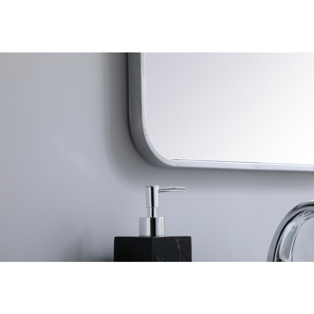 Soft corner metal rectangular mirror 18x36 inch in Silver. Picture 4