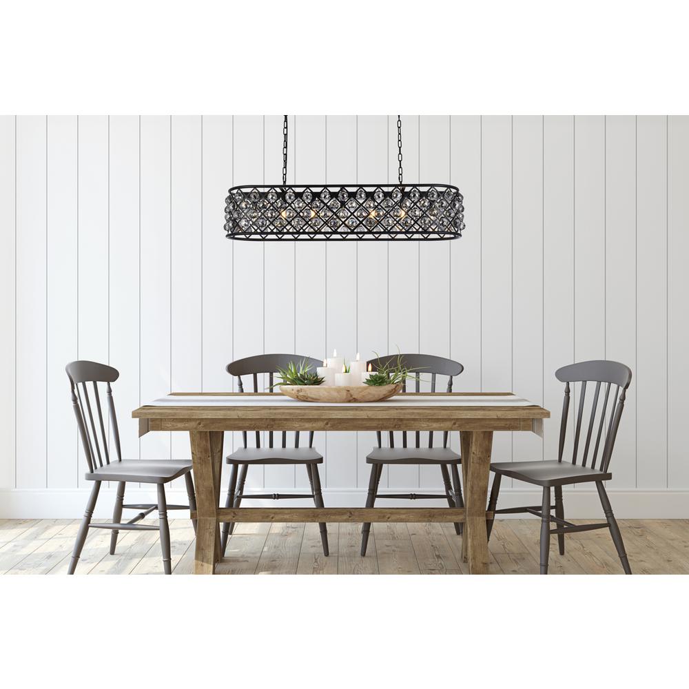 Madison 7 light Matte Black Chandelier Silver Shade (Grey) Royal Cut Crystal. Picture 7