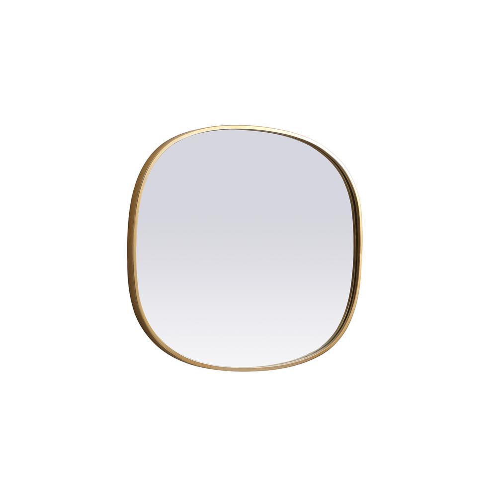 Metal Frame Oval Mirror 24x30 Inch in Brass. Picture 9