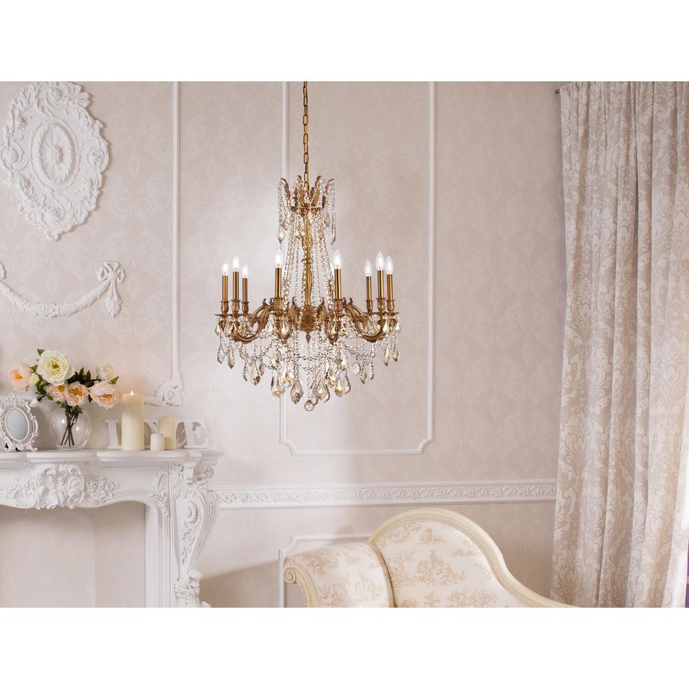 Rosalia 10 light French Gold Chandelier Golden Teak (Smoky) Royal Cut Crystal. Picture 8