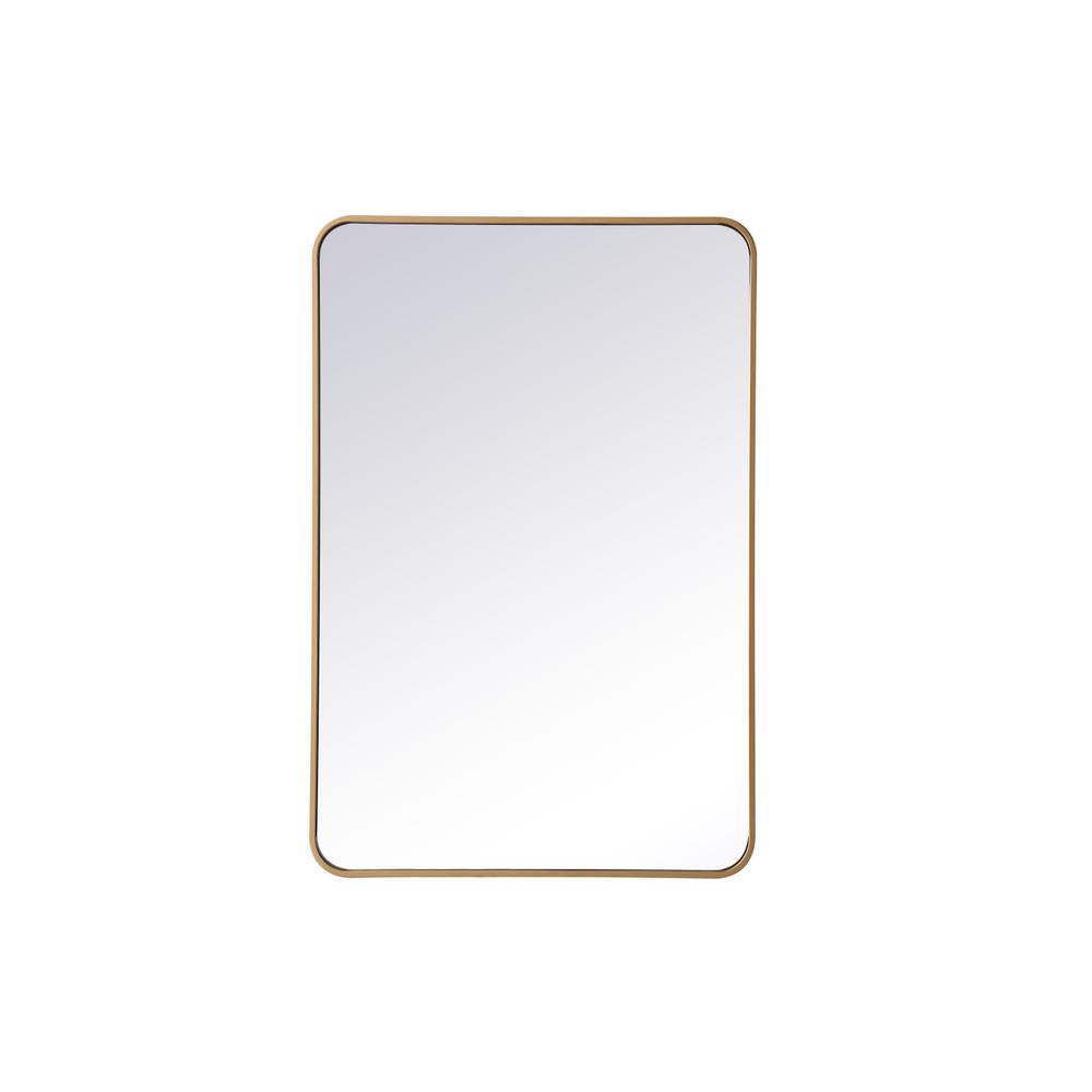 Soft corner metal rectangular mirror 27x40 inch in Brass. Picture 6
