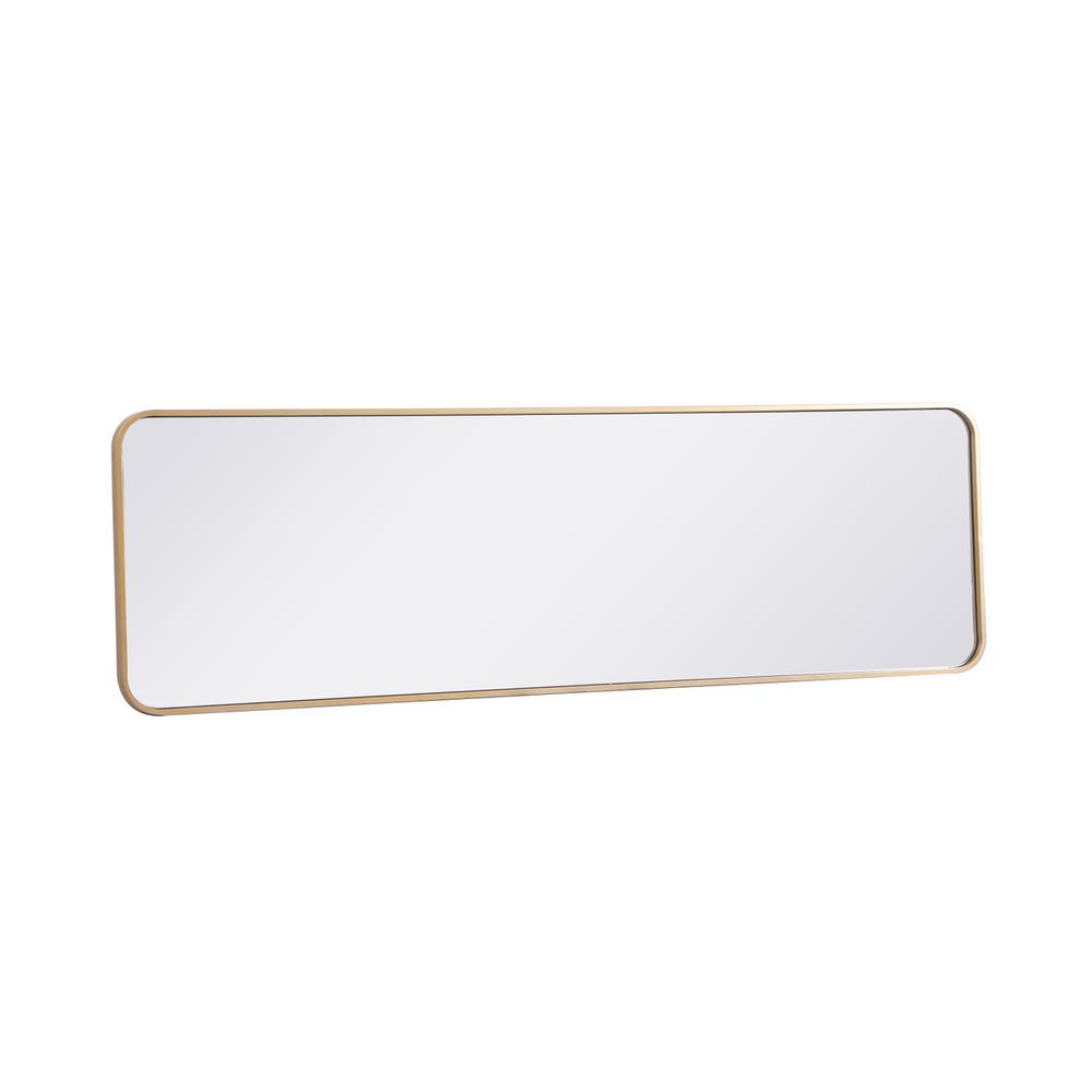 Soft corner metal rectangular mirror 18x60 inch in Brass. Picture 7