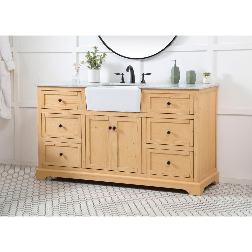 60 inch Single bathroom vanity in natural wood. Picture 2