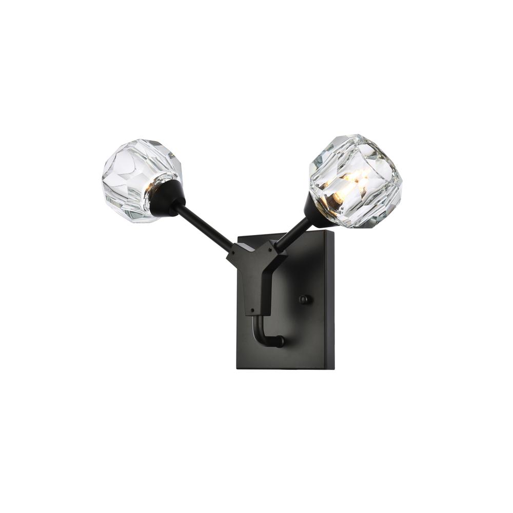 Zayne 2 Light Wall Sconce in Black. Picture 2