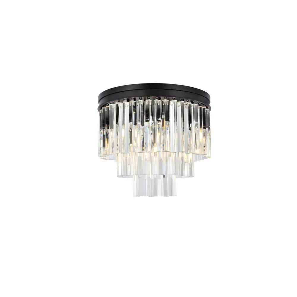 Sydney 9 light Matte Black Flush Mount Clear Royal Cut Crystal. Picture 1