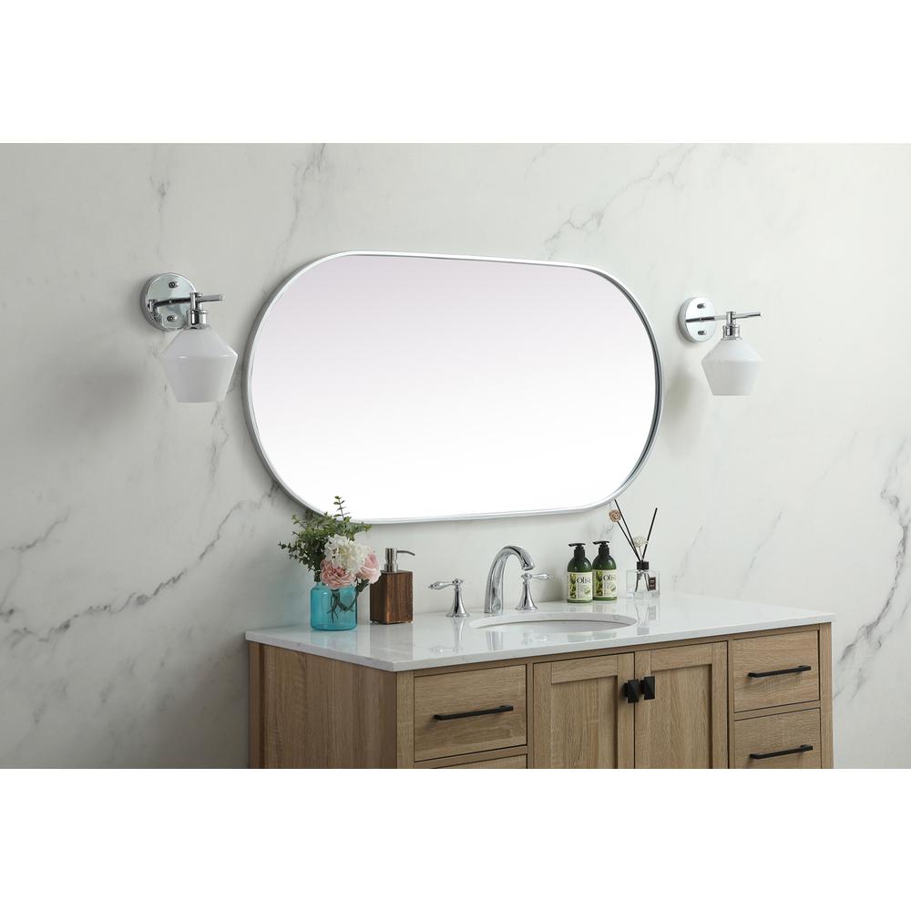 Metal Frame Oval Mirror 24x48 Inch in Silver. Picture 4