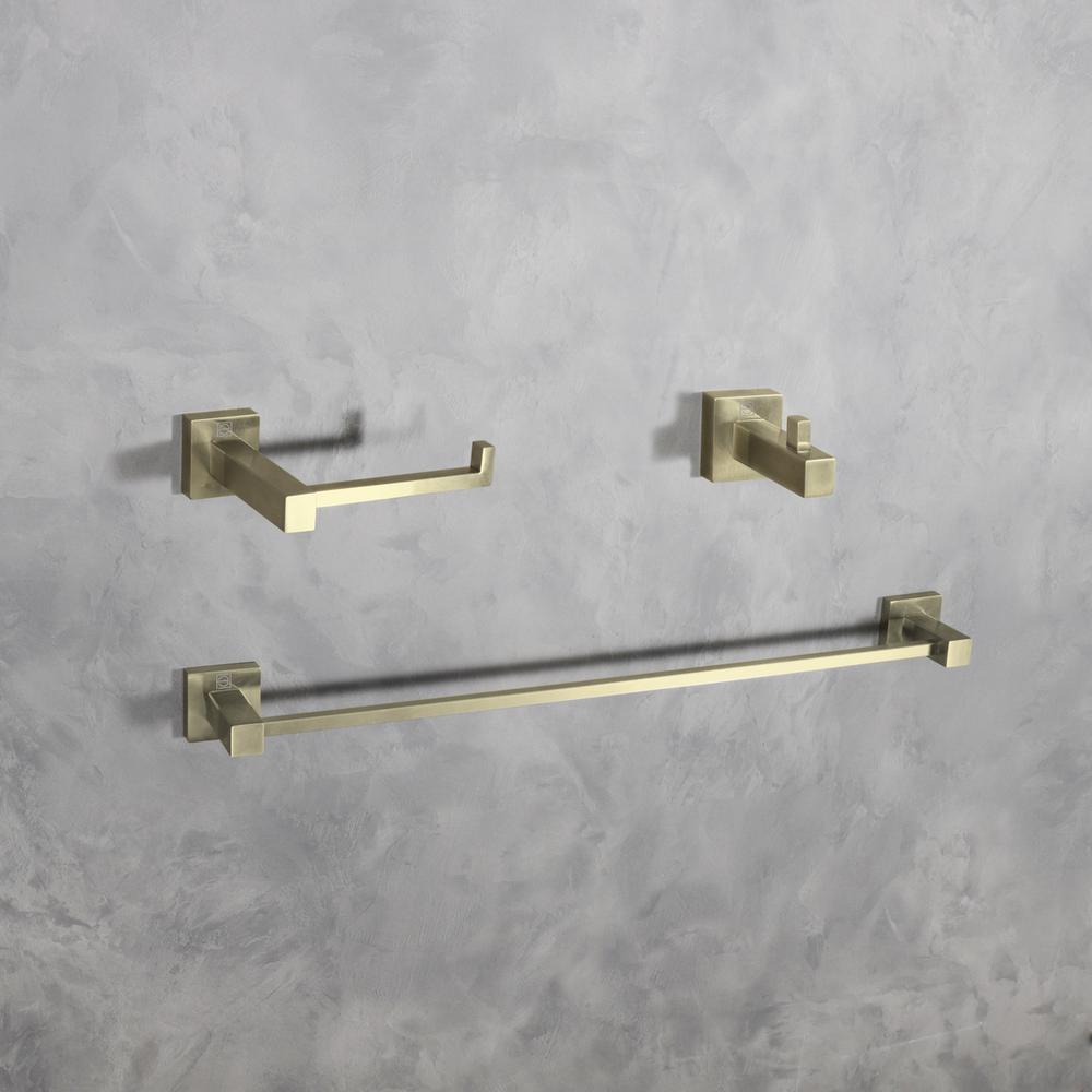 Isla 3-Piece Bathroom Hardware Set in Brushed Gold. Picture 2