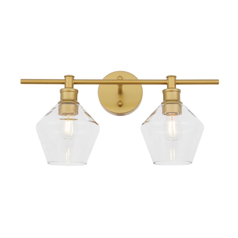Gene 2 light Brass and Clear glass Wall sconce. Picture 11