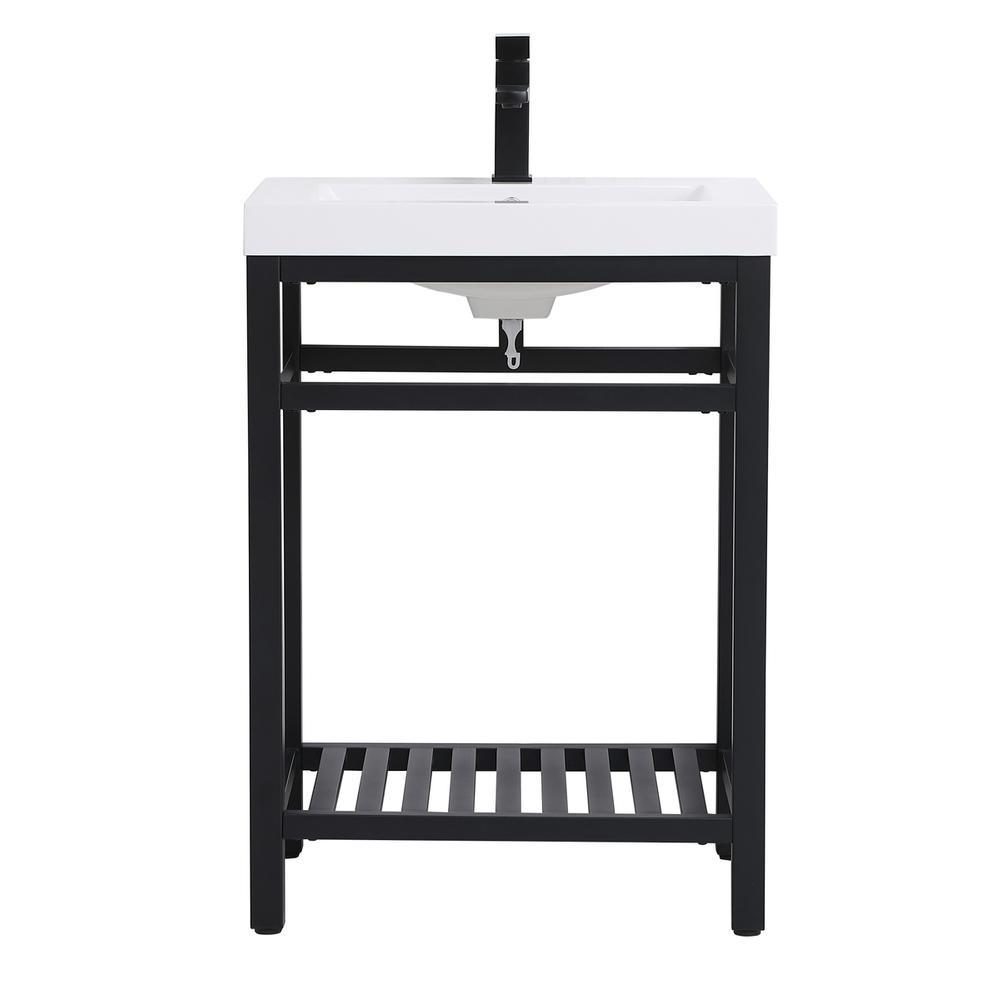 24 inch Single Bathroom Metal Vanity in Black. Picture 1