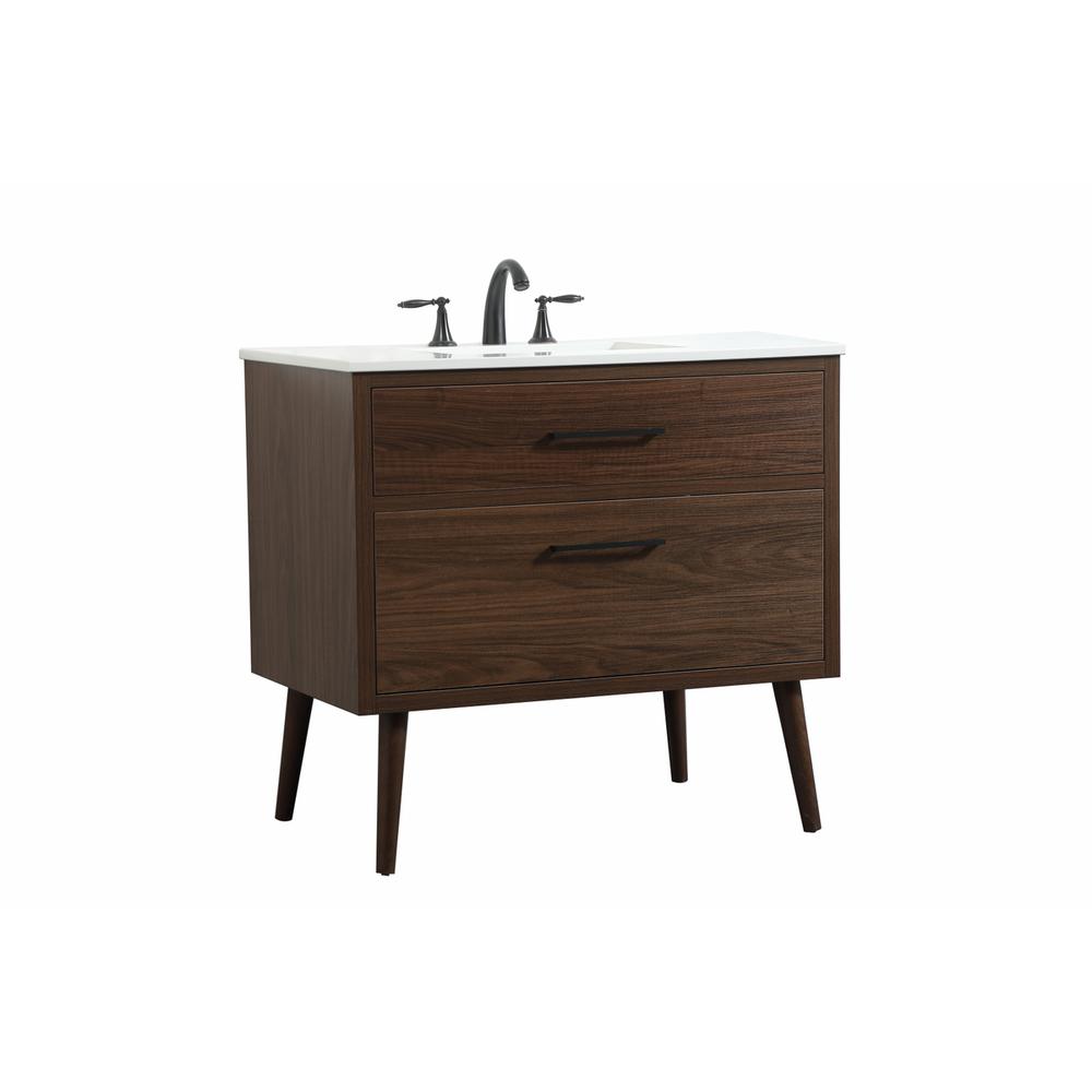 36 inch Single bathroom vanity in walnut. Picture 7