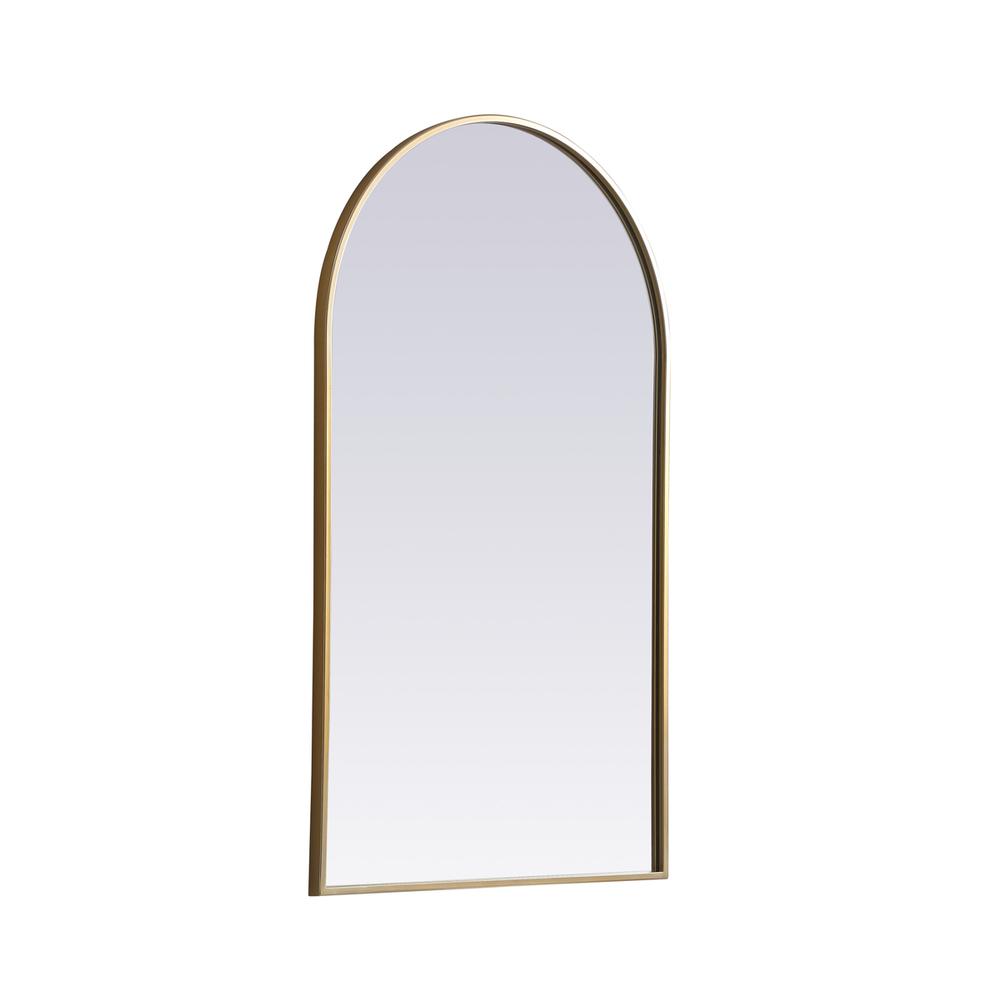 Metal Frame Arch Mirror 24x40 Inch in Brass. Picture 7