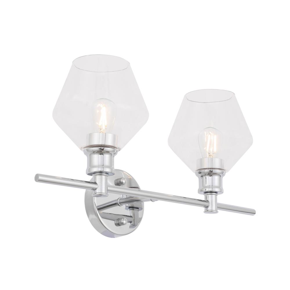 Gene 2 light Chrome and Clear glass Wall sconce. Picture 7