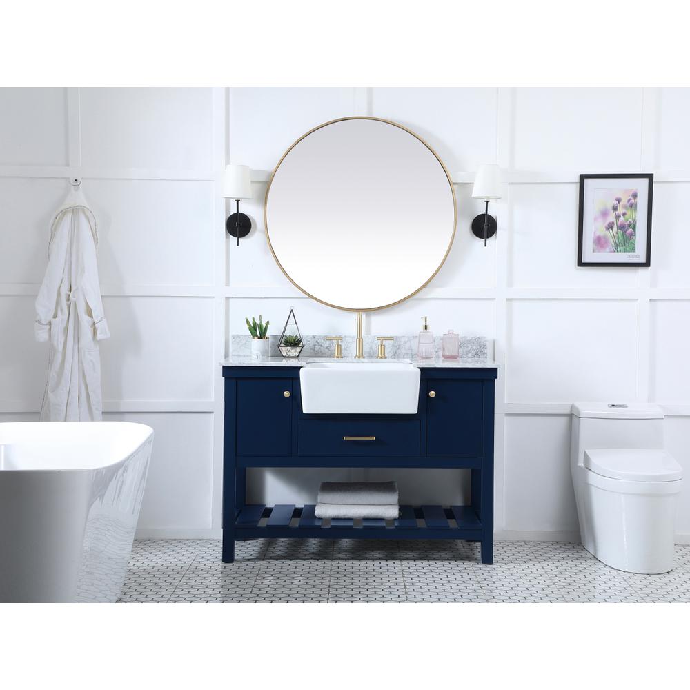 48 inch Single bathroom vanity in blue with backsplash. Picture 4