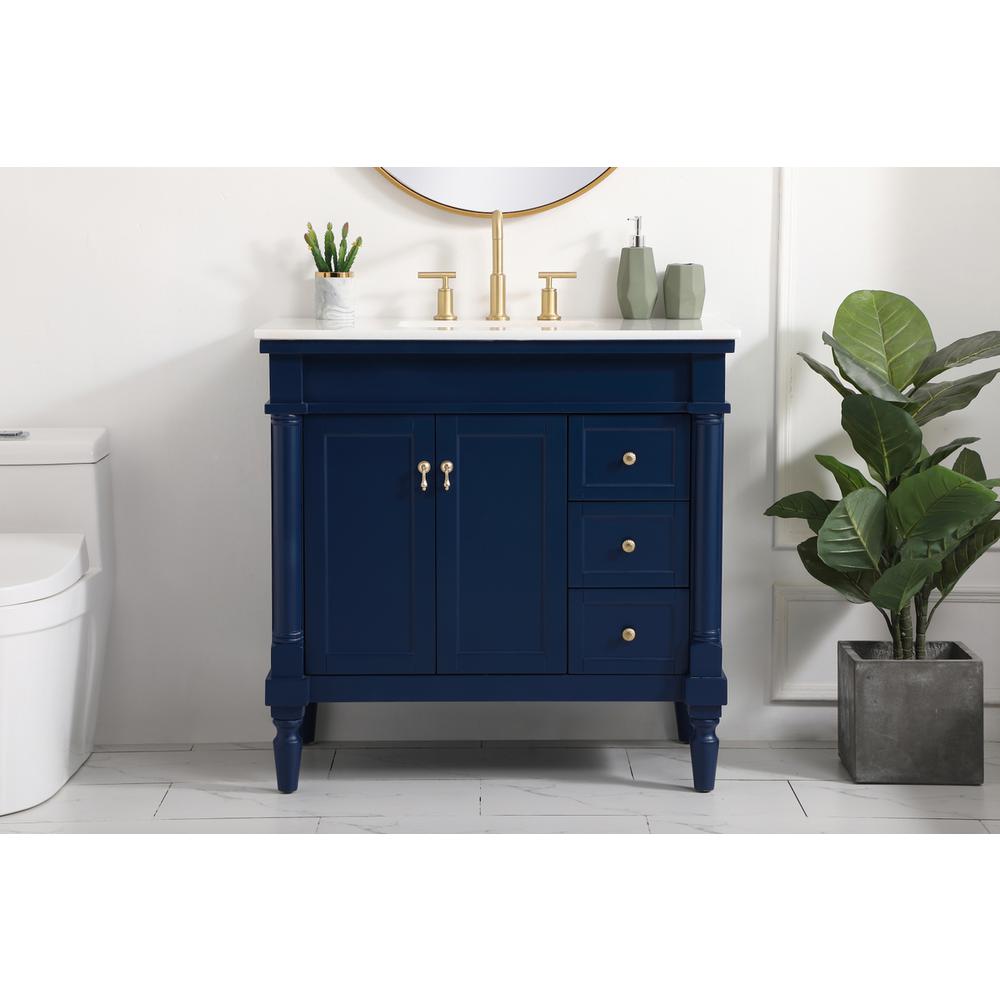 36 inch Single bathroom vanity in blue. Picture 14